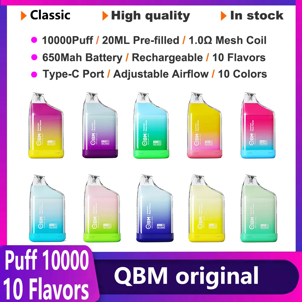 puf 10000 Tek kullanımlık e-sigara vape qbm 10000 puf vapes tek kullanımlık puf 10k vaper 20ml önceden doldurulmuş bölme vapes 10k puf havası ayarlanabilir 10 lezzet ince kutu buhar kalemi