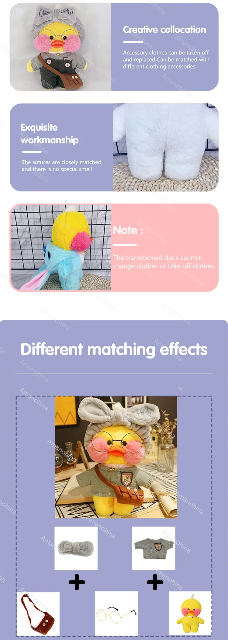 Kawaii Clothes for Lalafanfan Duck 30cm Stuffed Duck Plush Doll Clothes ...