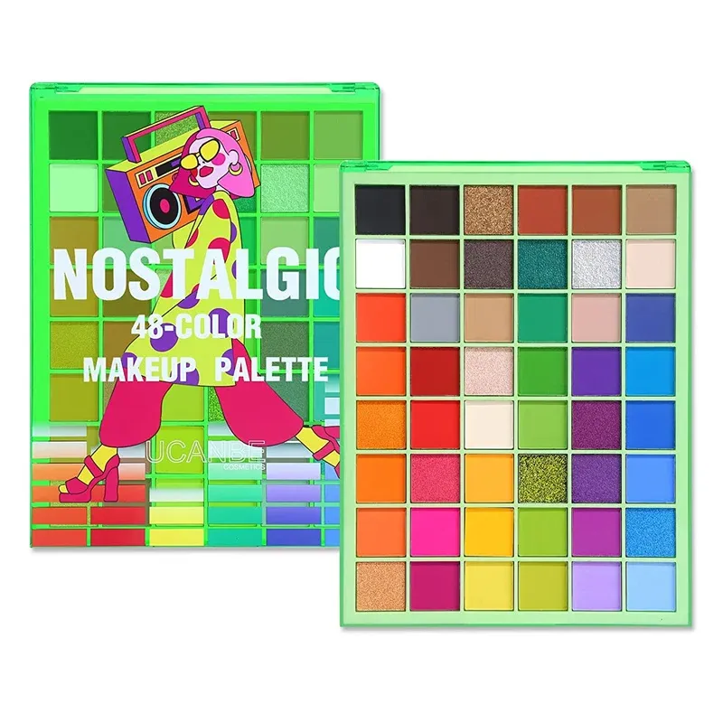 Shadow Ucanbe nostalgisch make -uppalet, 48 kleur zeer gepigmenteerde dramatische regenboogoogschaduw, professioneel waterbestendig langdurige langdurige