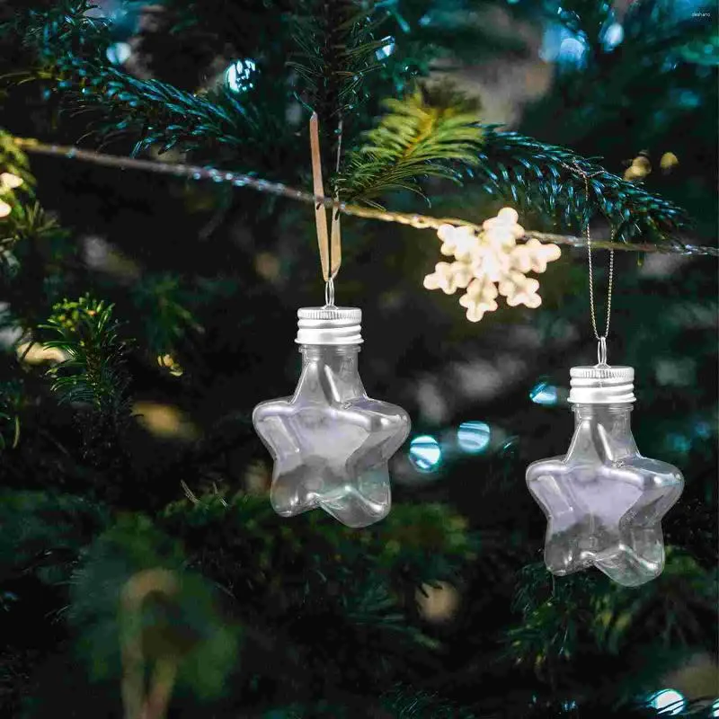 Estatuetas decorativas enfeites transparentes para árvore de Natal com garrafas de água em formato de estrela para artesanato e guloseimas DIY