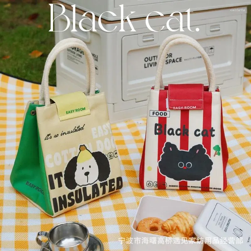 Dinnerware Cartoon Portable Lunch Box Bag With Large Capacity Thermal Insulation And Cold Student Bento Waterproof