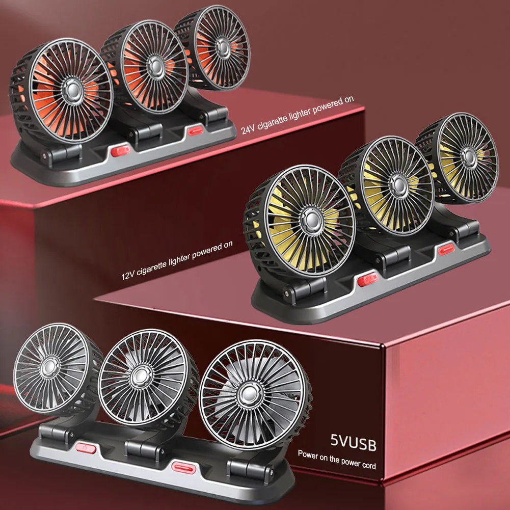24V 3 Head Car Cooling Fans with 2 Speeds and 360° Rotatable Air Circulator  for Car Truck SUV RV from Dhgate Electric Fans