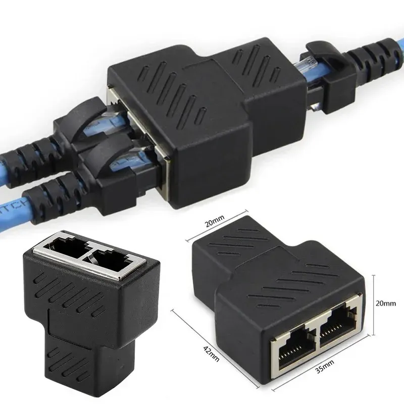 1PC Black Ethernet Adapter LAN Extender Extender do połączenia internetowego CAT5 RJ45 SPLITLER CONTAPLER Modułowa wtyczka modułowa