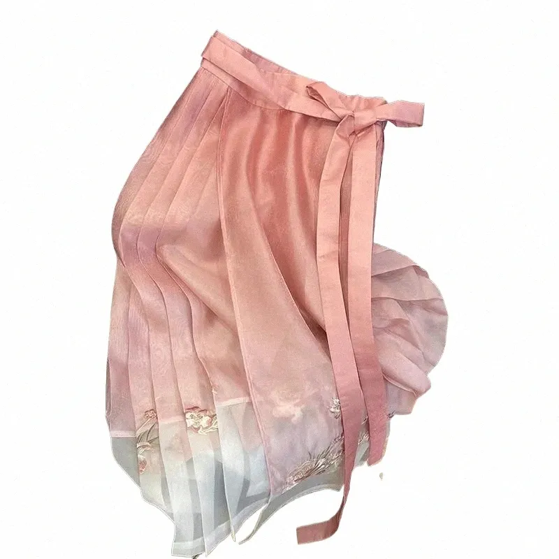 broderi kinesiska plus storlek halvkropp kjol båge slips design lg kjolar för kvinnor höst rosa all-match kvinnekläder z9vd#