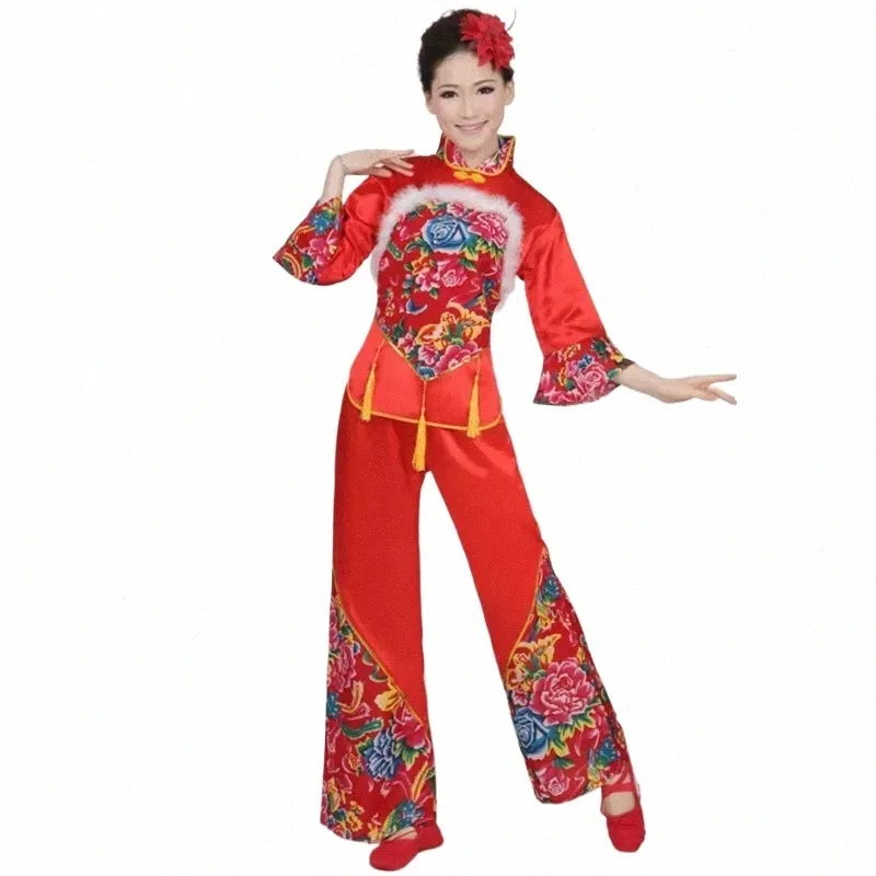 Traditioneller chinesischer Volkstanz für Frauen, Nationaltanz, Fantanz, Tänze, Kleidung, Yangko, DR, Frauen, Yangge-Kleidung 62p9#