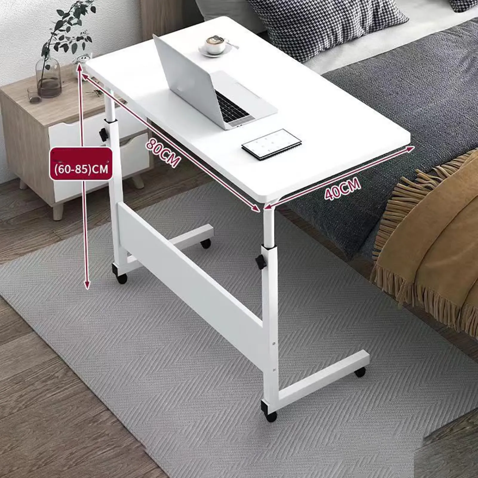 Adjustable Standing Desk with Removable Laptop Table Height Adjustable Bedside Sofa Desk Black