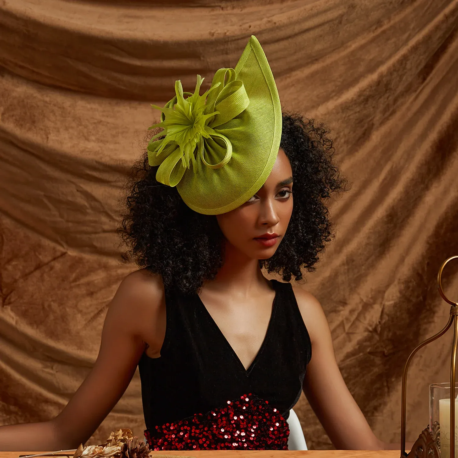 Wool Felt Pillbox Fascinator Hat with Feather Derby Style One Size Women main image 3