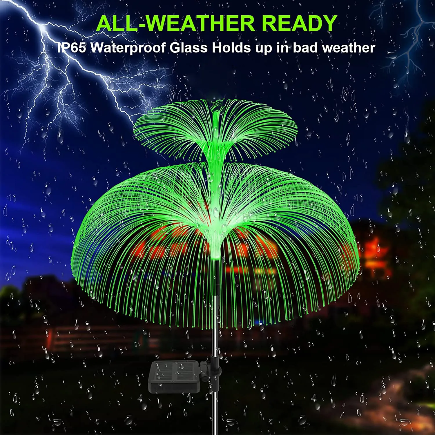 Double Jellyfish Light Solar Garden LED Fiber Optic Lights Outdoor ...