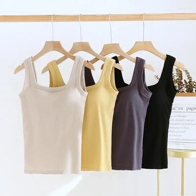 Camisoles Tanks Débardeur respirant doux pour femmes avec soutien-gorge intégré, coupe cintrée, une pièce intérieure et extérieure, gilet à bascule portable