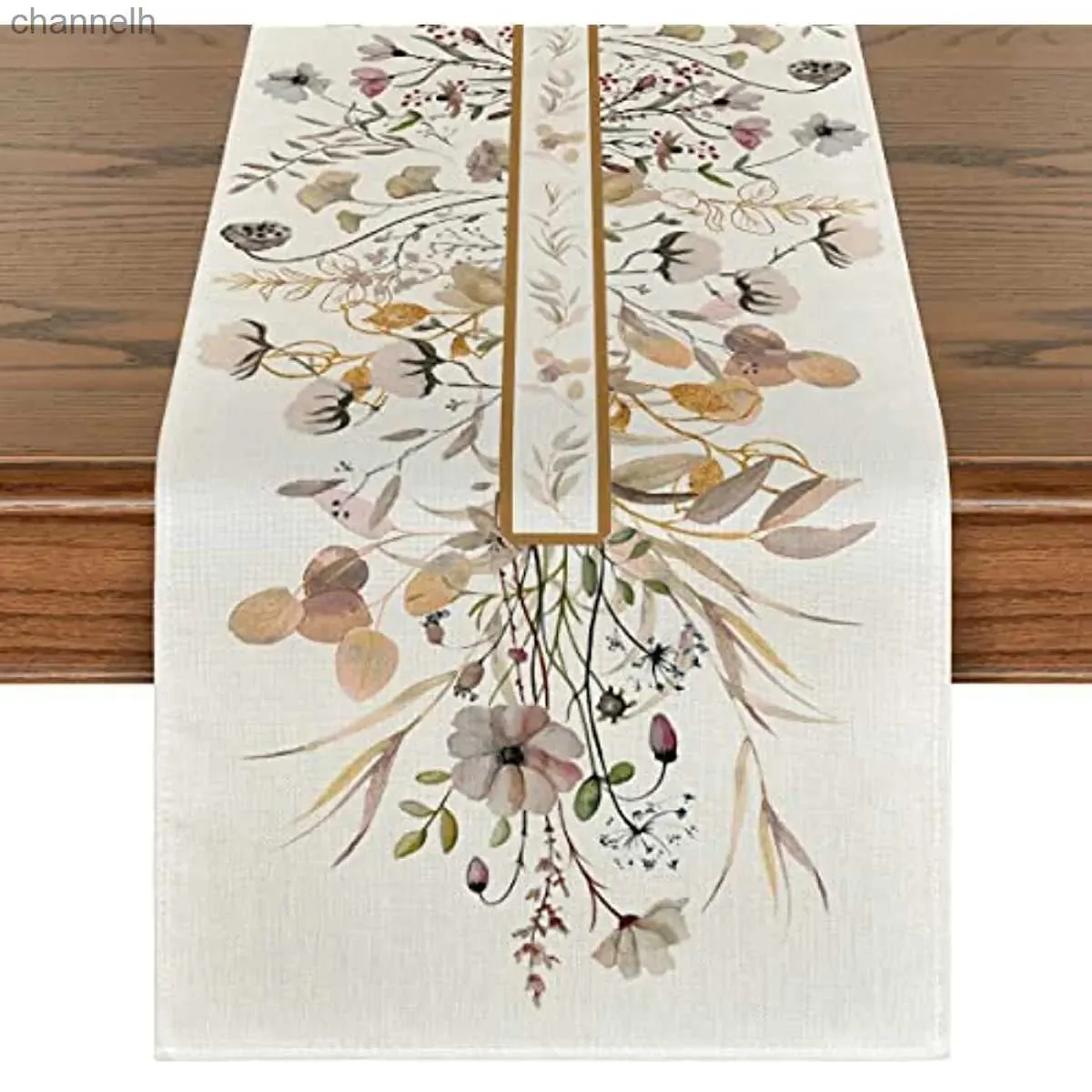 Table Runner Floral Linen Runners Thanksgiving Wedding Decoration for Kitchen Decor Home Party Coffee yq240330