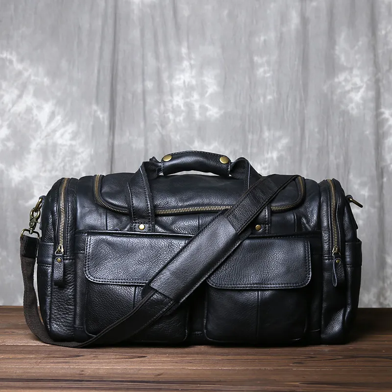 Langlitz Leathers ブラックドラムバッグ