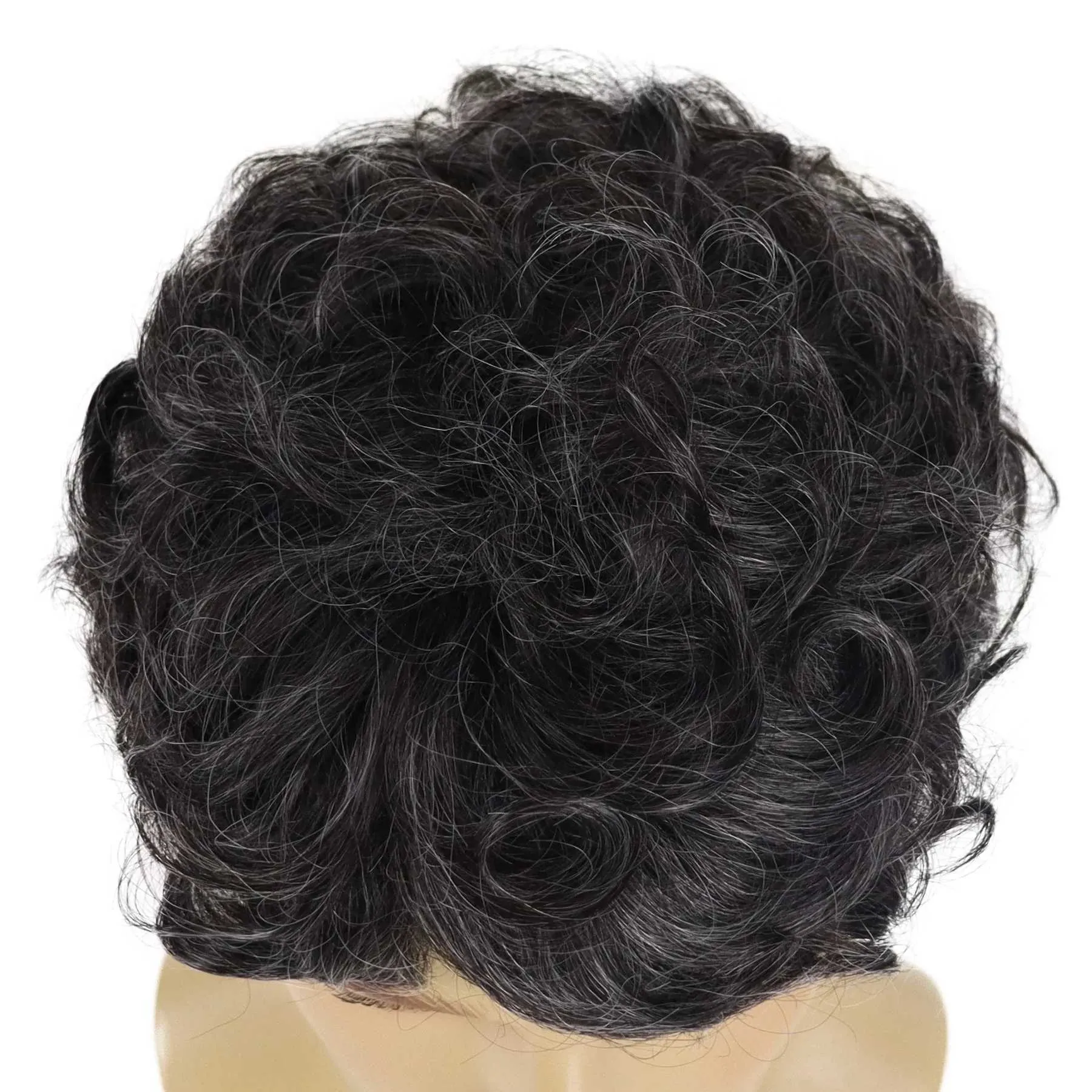 Nxy vhair wigs gnimegil syntetisk man peruk svart mix grå hår kort lockigt för manlig far gåva naturligt värmebeständigt cosplay party 240330
