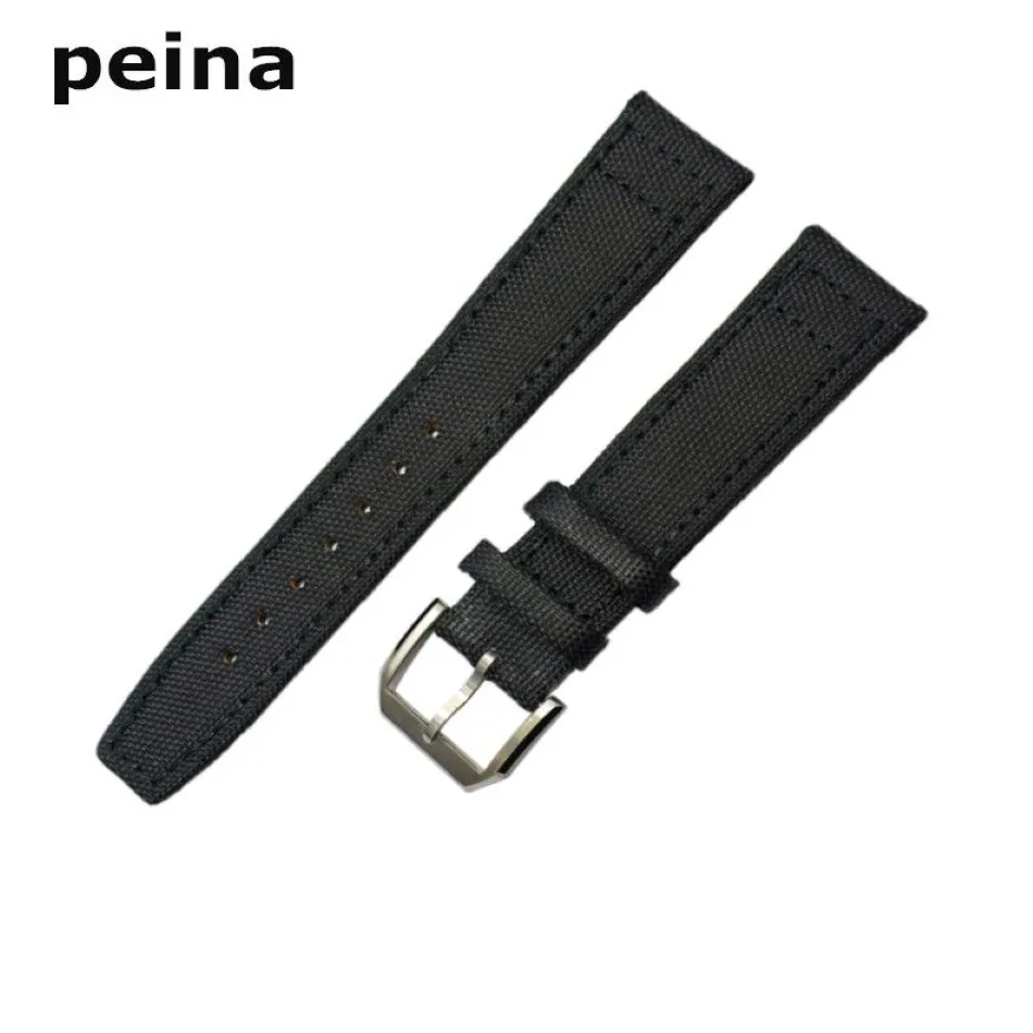 20 21 22mm NEW Black or Green Nylon leather bottom Pin buckle WATCH BAND strap For IWC Watch287K