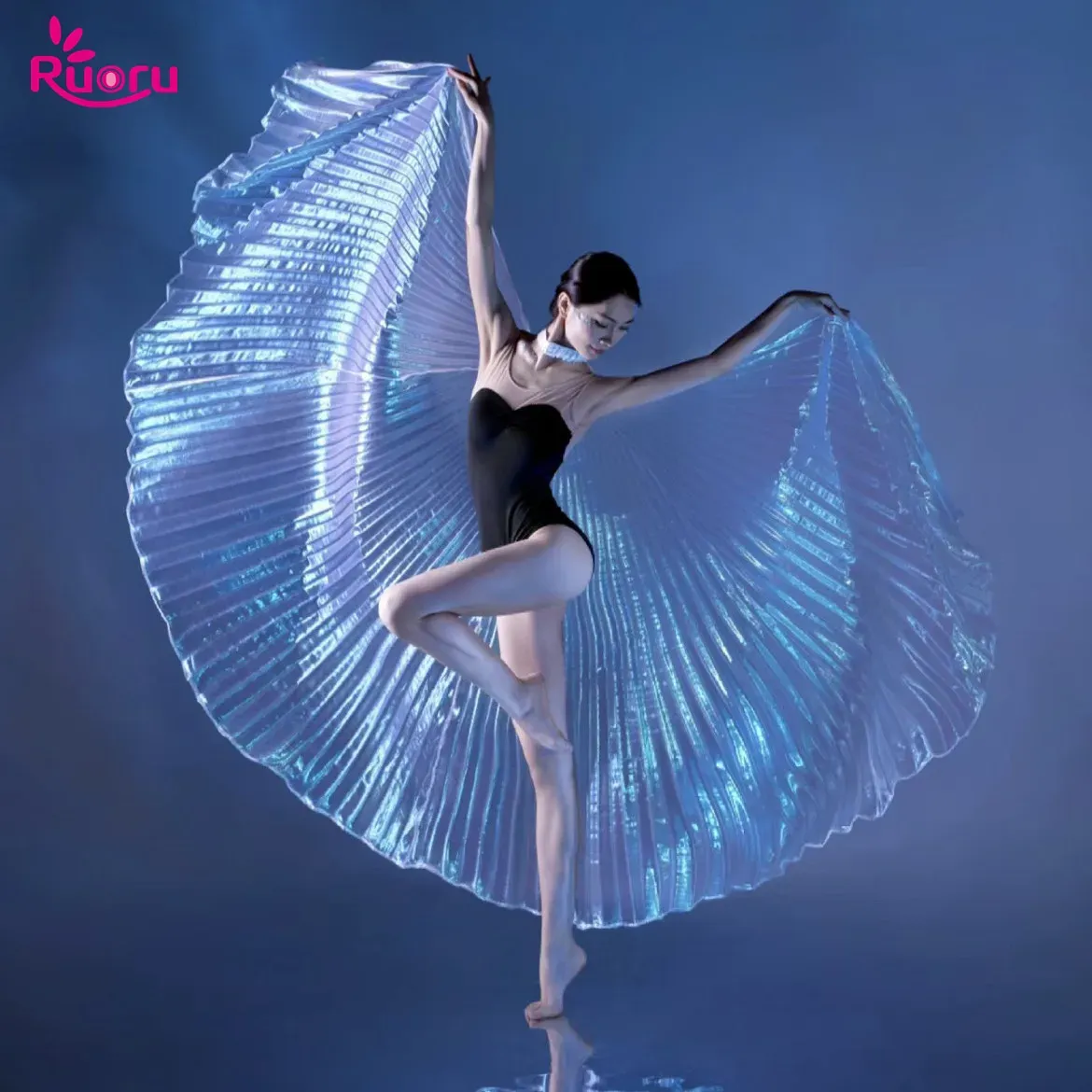 For Adults Hot Sell Cheap Women's Professional Belly Dance Costume Angle Isis Wings Gold Open Isis Wings Adults No Stick Alas Luces Led