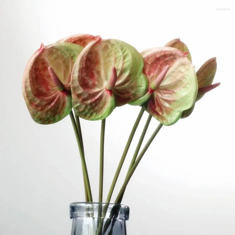 Dekorativa blommor 1 datorer 57 cm högkvalitativ konstgjord Anthurium palmblomma 3D Simulering Bröllopsbordrum Dekoration Växter Hem