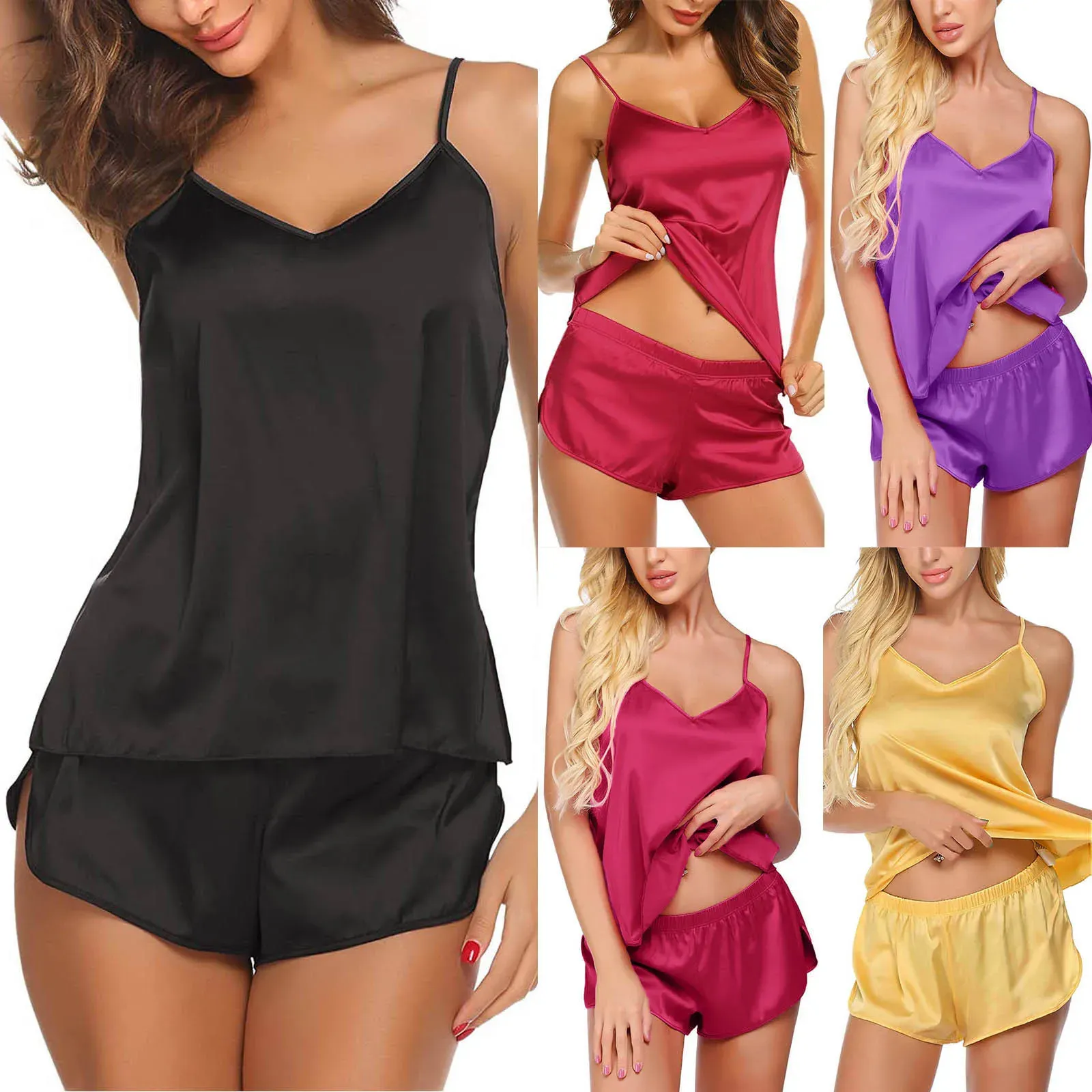 Sexy satin pajama set sale