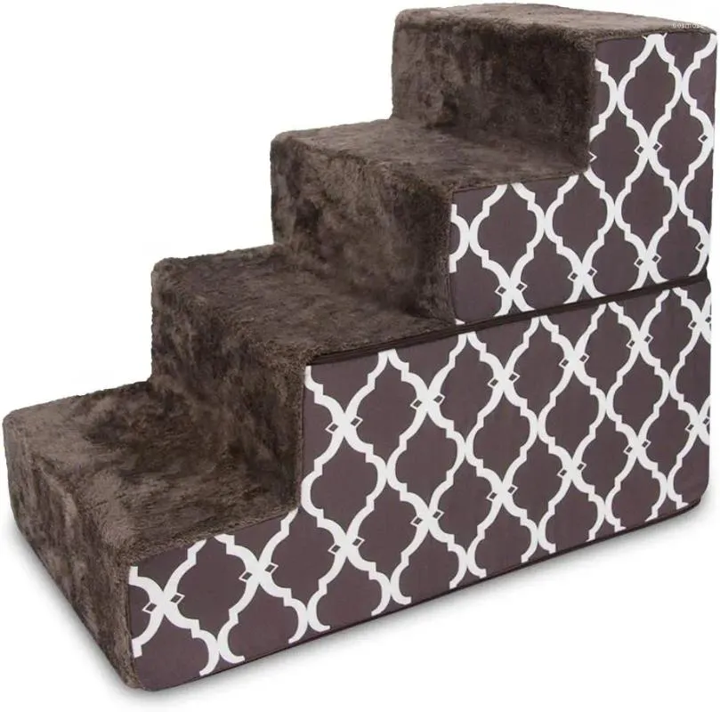 Katzentransportboxen, Haustierstufen/Treppen mit CertiPUR-US-zertifiziertem Schaumstoff von – Brown Lattice 4-Steps (H 22") (ST245T-L) Katzenklappe Alfombrilla Repel