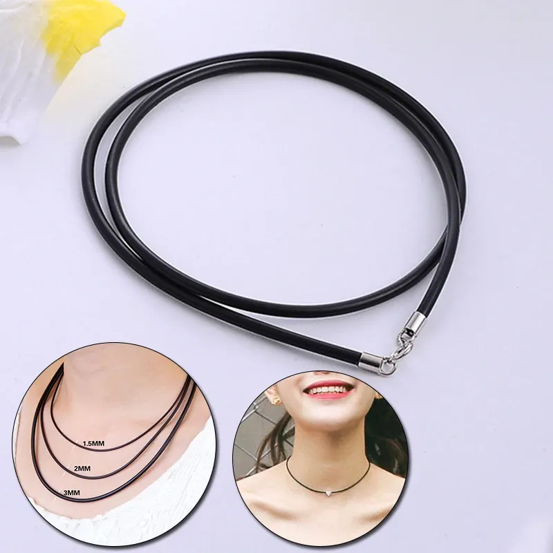 Elegant Rubber Leather Rope Choker Necklace with Lobster Clasp for