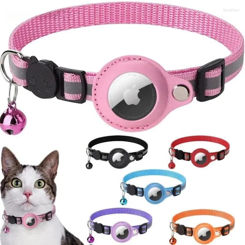 Apple Airtag Case Cat Collar Bell Reflective Nylon GPS Finder Anti-Lost 위치 추적기 애완 동물 제품을위한 개 칼라