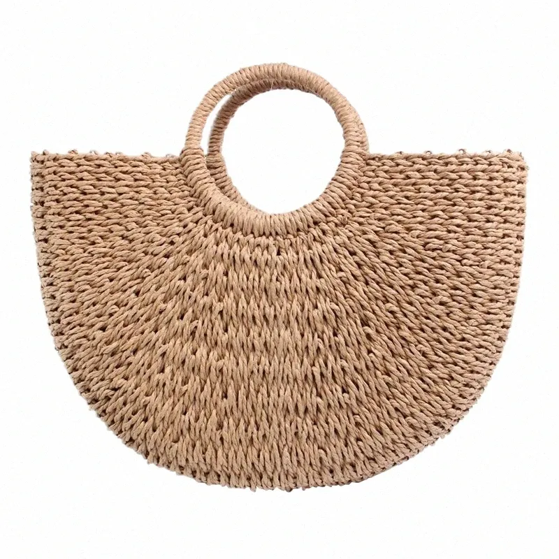 Yogodlns Nouveau Fi MOON Sacs à main en paille Femmes Sac de plage d'été Sac en rotin Sac à main tissé vintage à la main pour femmes bolsa femme 44h4 #