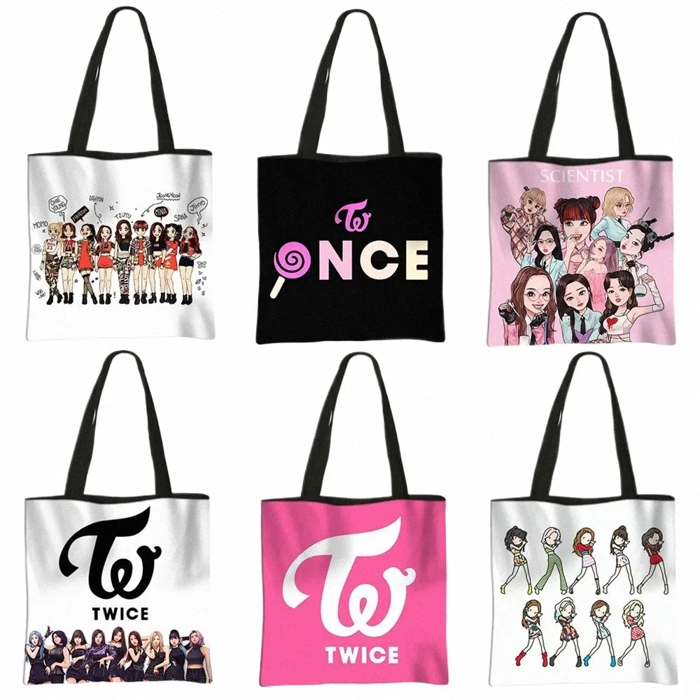 coréen KPOP Twice Shop Sac Fantaisie Naye Femmes Causal Totes Grande Capacité De Stockage Sacs À Bandoulière Dames Réutilisable Shopper Sacs 61MQ #