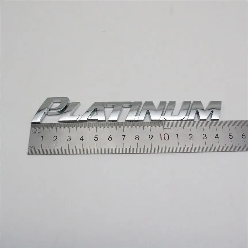 Klistermärken för Toyota Platinum Emblem Car Logo 3D Letter Sticker Chrome Silver Bakre bagageutrymme Auto Badge Decal192C