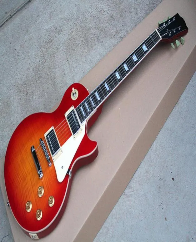 Factory Custom Cherry Red Electric Guitar med White Pearl Fret Inlaywhite PickGuardWhite BindingOffer Anpassad2726342