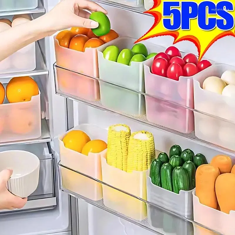 Garrafas de armazenamento caixas de alimentos organizador geladeira porta lateral caixa legumes e frutas preservação fresca cozinha