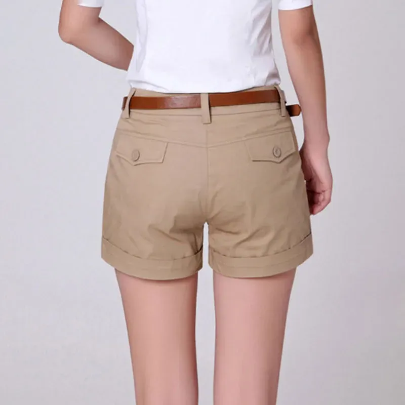 Shorts Korean Style Summer Woman Casual Shorts S2xl New Fashion Design Lady Casual Short Solid Color Khaki / White Kh804247