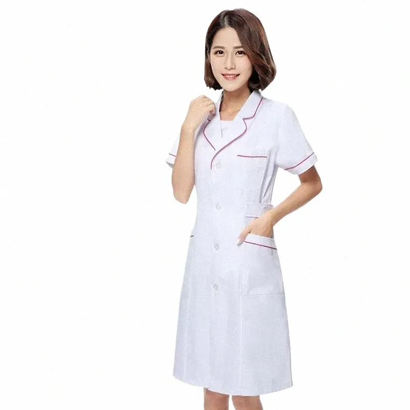 Pink Beauty Uniform med logotypens kosmetolog Dr Sal Work Clothes Spa Uniforms Scrubs Coat Spa White Robe Experimental Clothes P5kc#