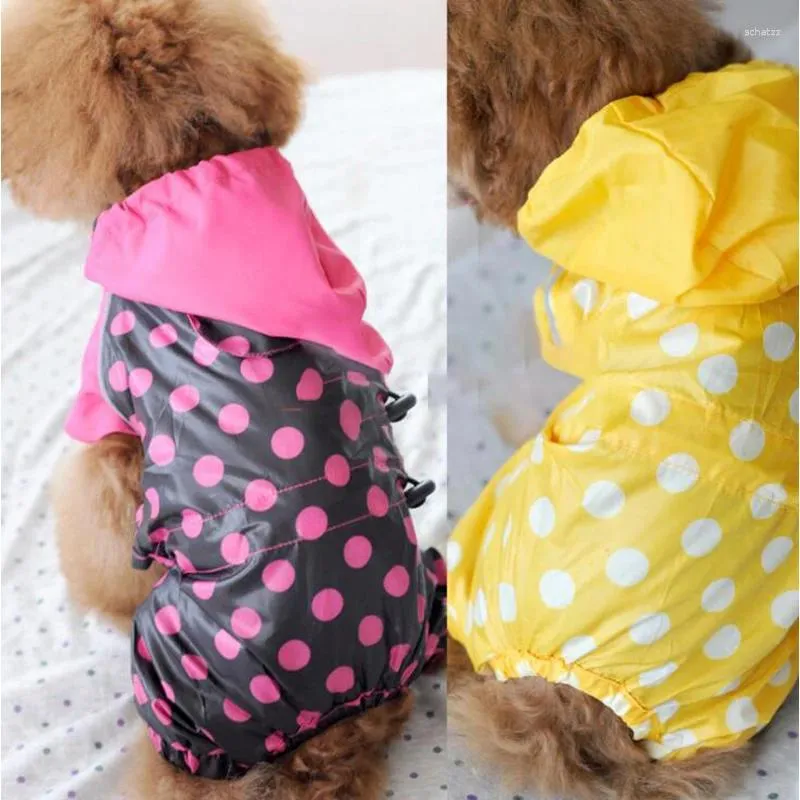 Hundkläder härlig polka dot pet regnrock vattentät jumpsuit regn kappa kläder säkerhet regnkläder för Yorkshire terrier redskap