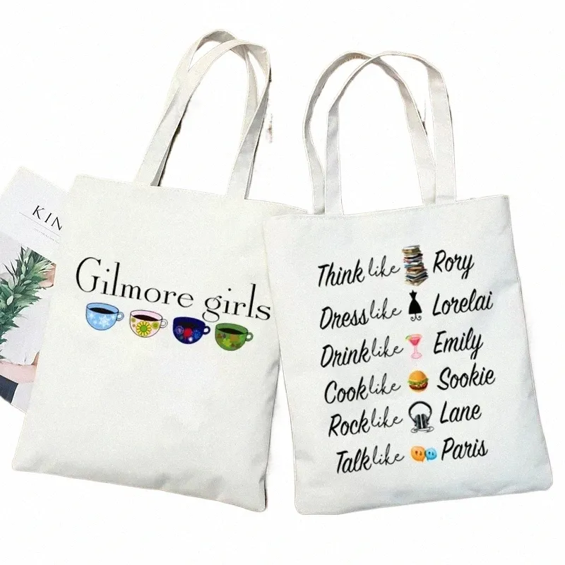 Gilmore Girls Inspired Tote Bag Cute Cartoon Print, Casual Shoulder Bag  for Girls, Durable Canvas Shopper, Everyday Handbag