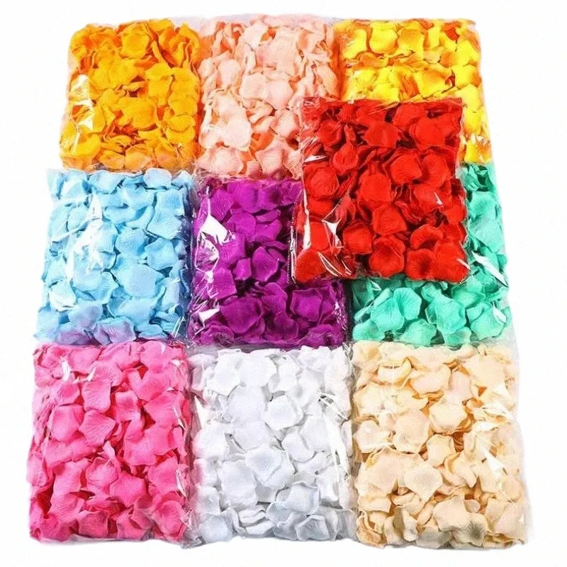 100pcs artificiel faux pétales de rose coloré rouge blanc or roses pétale frs pour la fête de mariage romantique faveurs decorati 18Vh #