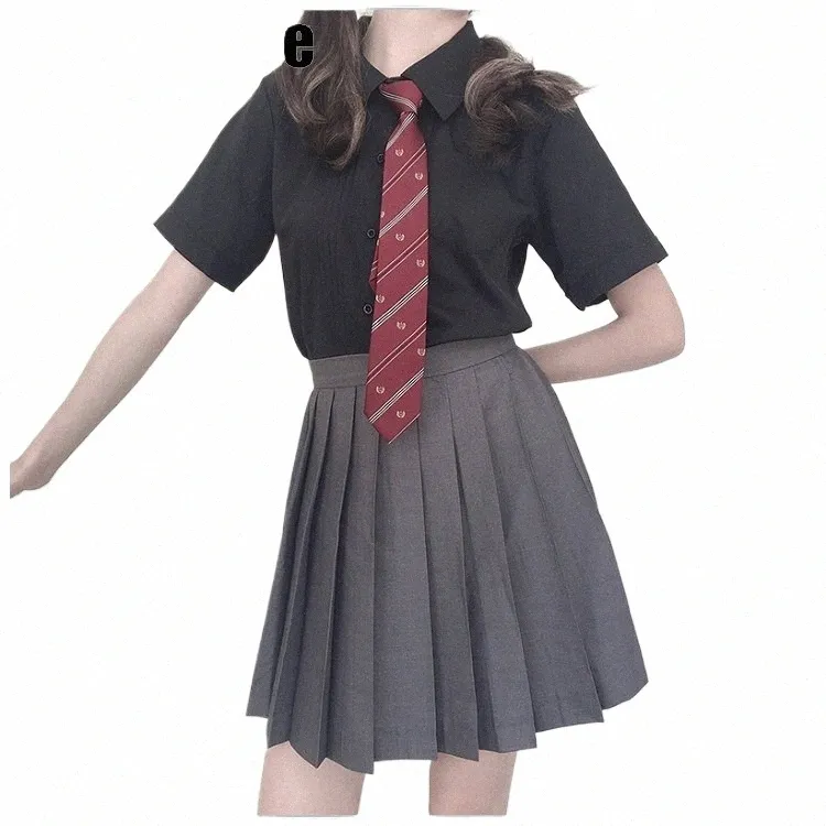 Mädchen japanische Sommer hohe Taille Faltenrock Set Frauen JK Schuluniform Studenten Tücher LOLITA Anzüge X0yz #