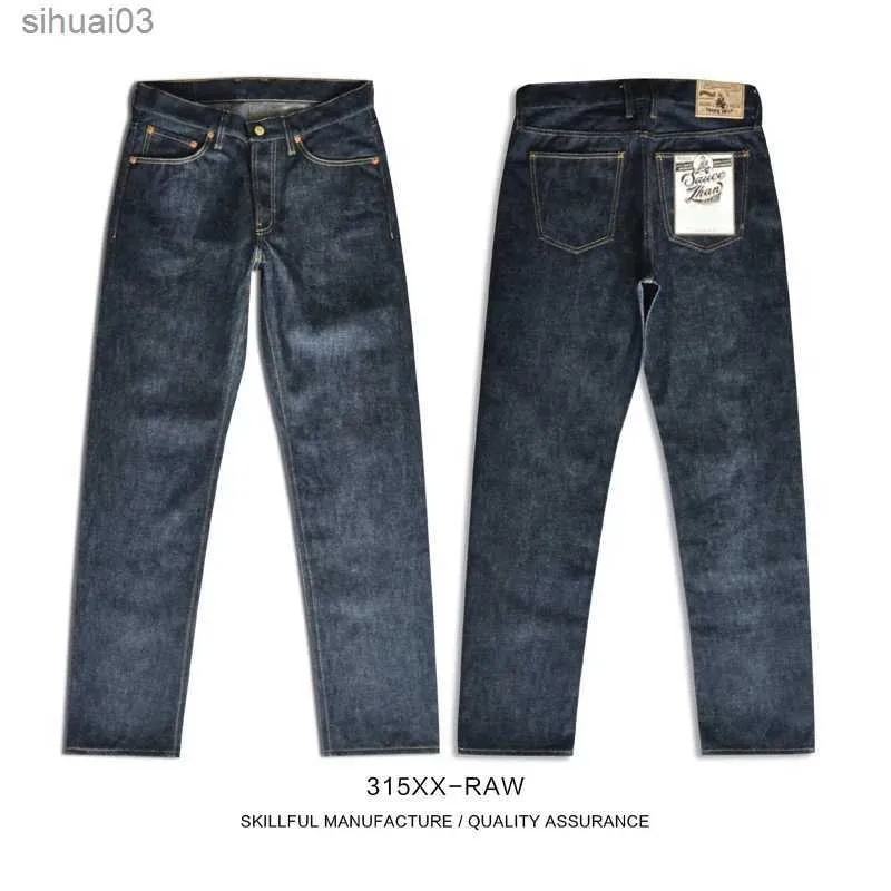 Mäns jeans Saucezhan 315xx Original Mens Jeans osålda Original denim Mens Jeans Button Fly Regular Fit avsmalnande ben 14.5 Ozl2403