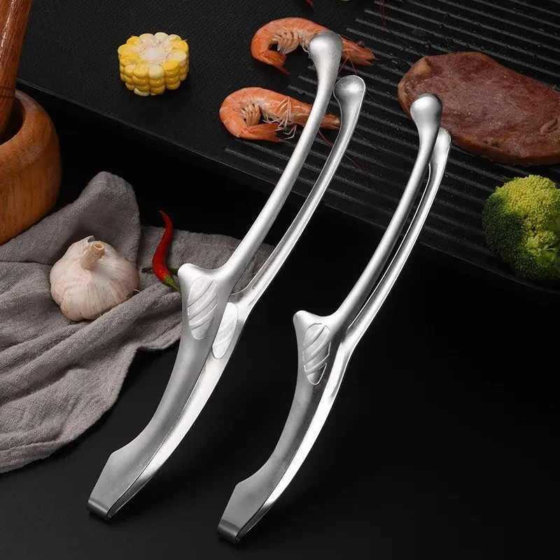 BBQ Food Tongs Korean Barbecue Clips Stainless Steel Grill Cooking Chief Tong Kitchen Bread Baking Outdoor Grilling Steak Clamp