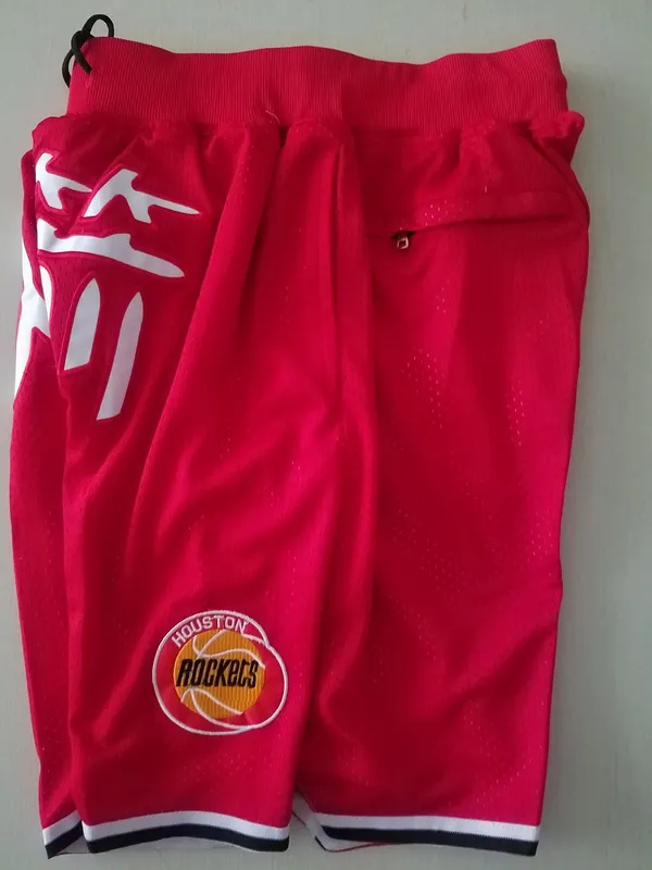 DHgate Mens Houston Rockets Authentic shorts Basketball Retro Mesh Embroidered Casual Athletic Gym Team Shorts Red Apparel
