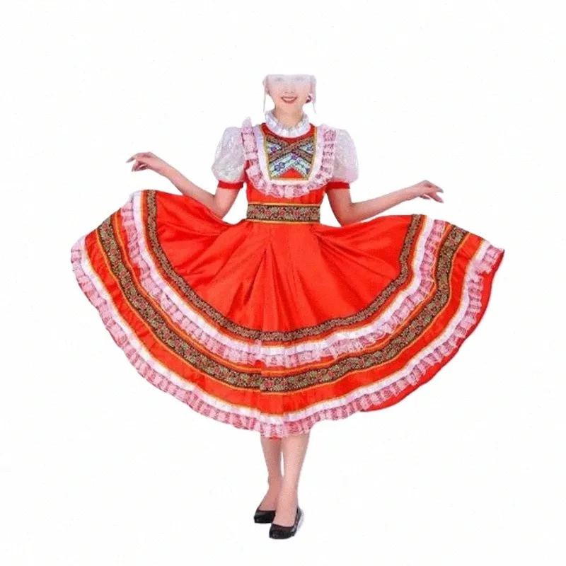 Klassischer traditioneller russischer Tanz Dr. Europäischer Hauptbühnenkleid Bühnenaufführungskleidung S6Ao #