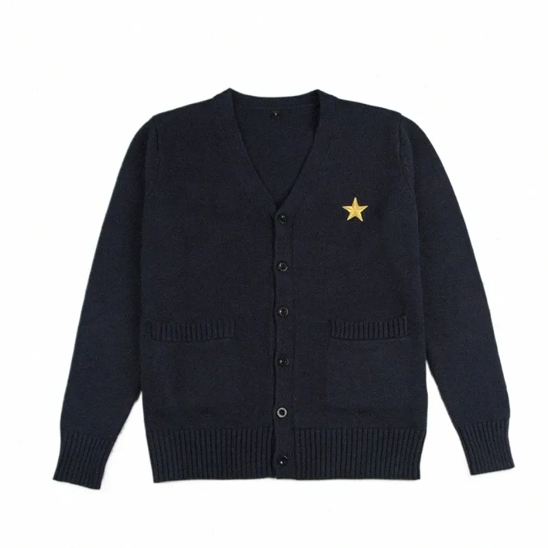 Schule JK Uniform Pullover Mantel Anime Cosplay Kostüme Strickjacke Oberbekleidung Pullover Marineblau Lg-ärmeln Stricken Mantel Für Mädchen b9Ls #