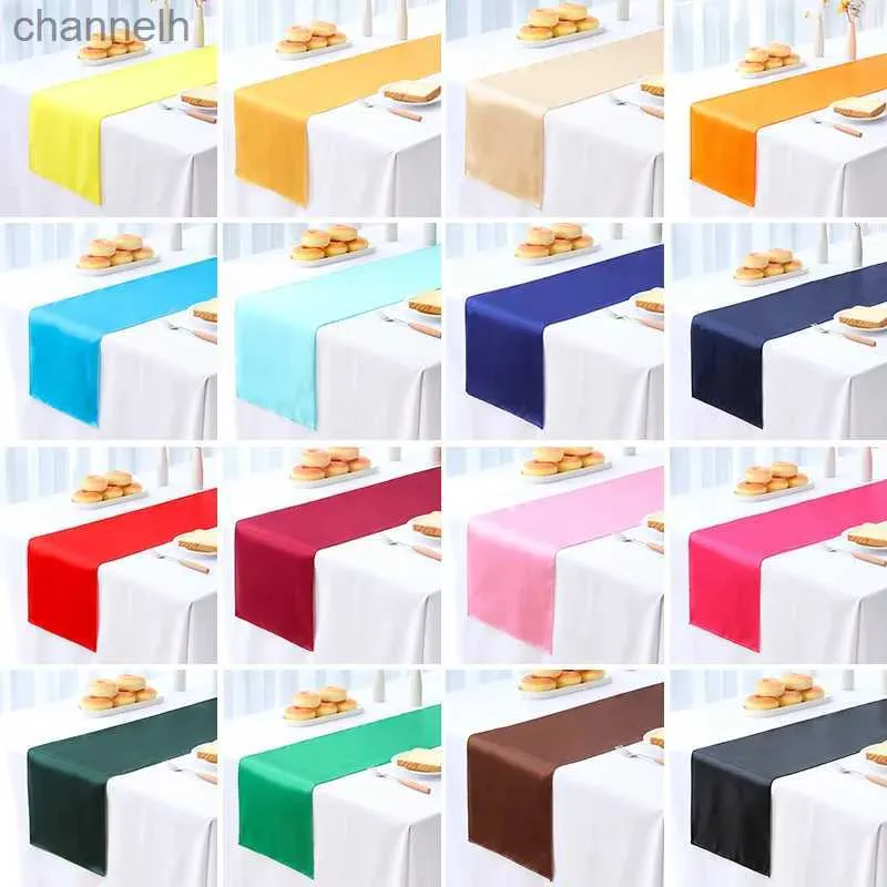 Table Runner 10pc Satin Runners For Home Banquet Wedding Party Supplies Dining Decoration chemin de table Multicolor yq240330