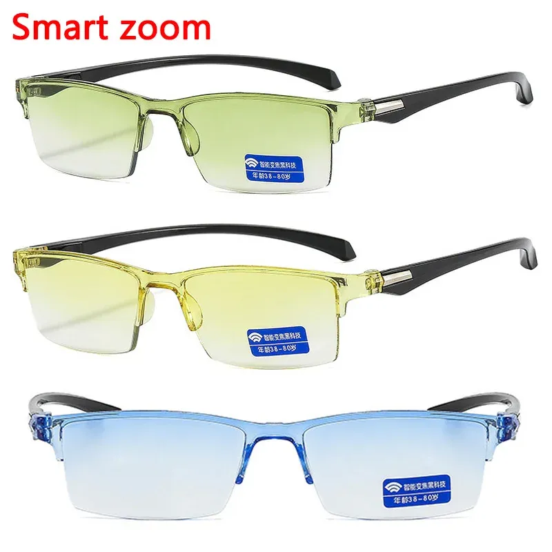 Kloiadka Auto Focus Glasses Intelligent Zoom Smart Reading Color Changing Anti Blue Light Presbyopia For Men Women