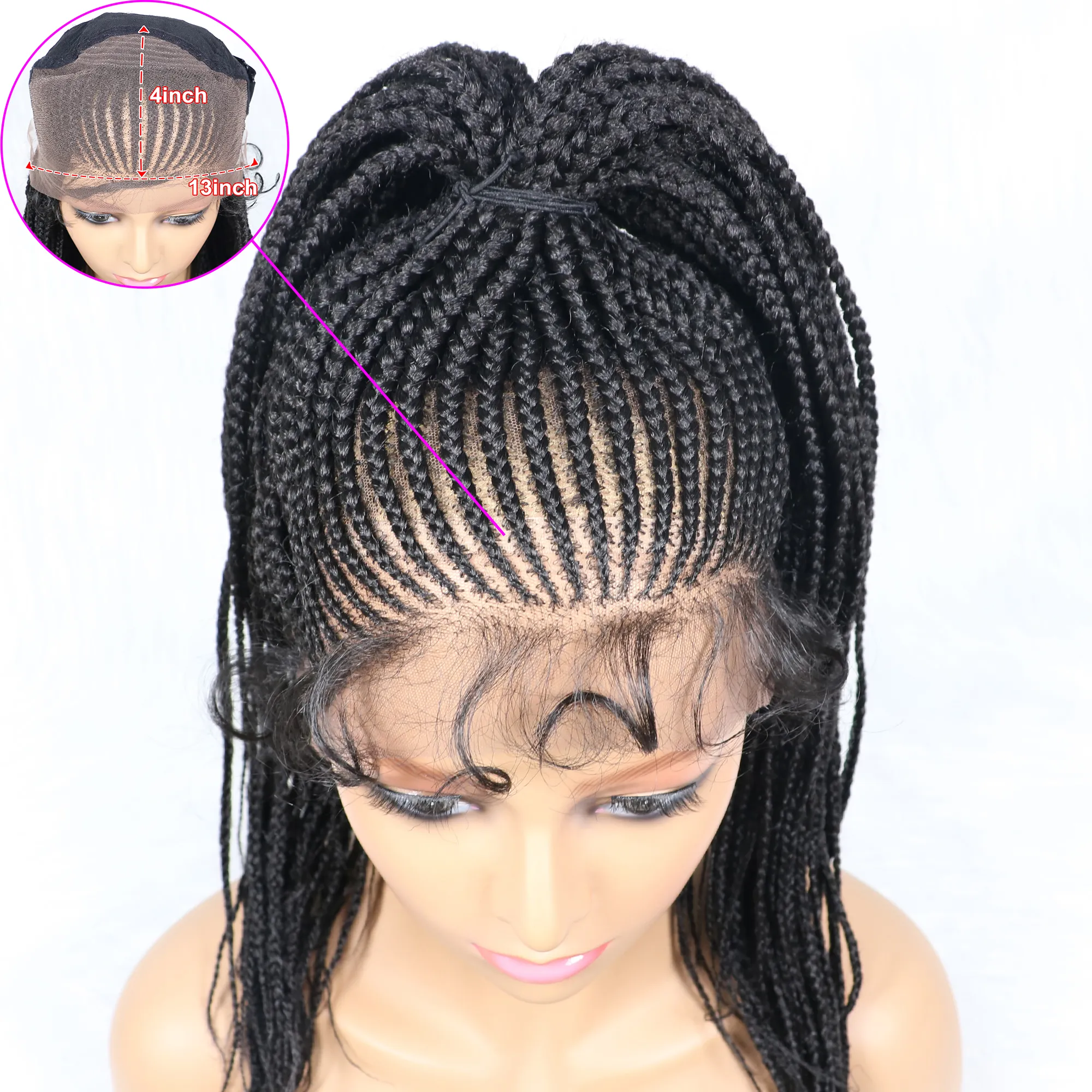 Braided Lace Front Wig: Lightweight Cornrow Updo, Daily Wear  display picture 3