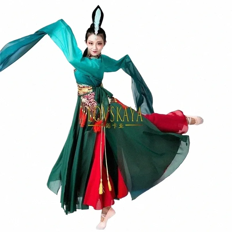 Traditionnel élégant broderie Fan danse Performance pratique vêtements chinois danse folklorique Costume femme Yangko porter K12N #