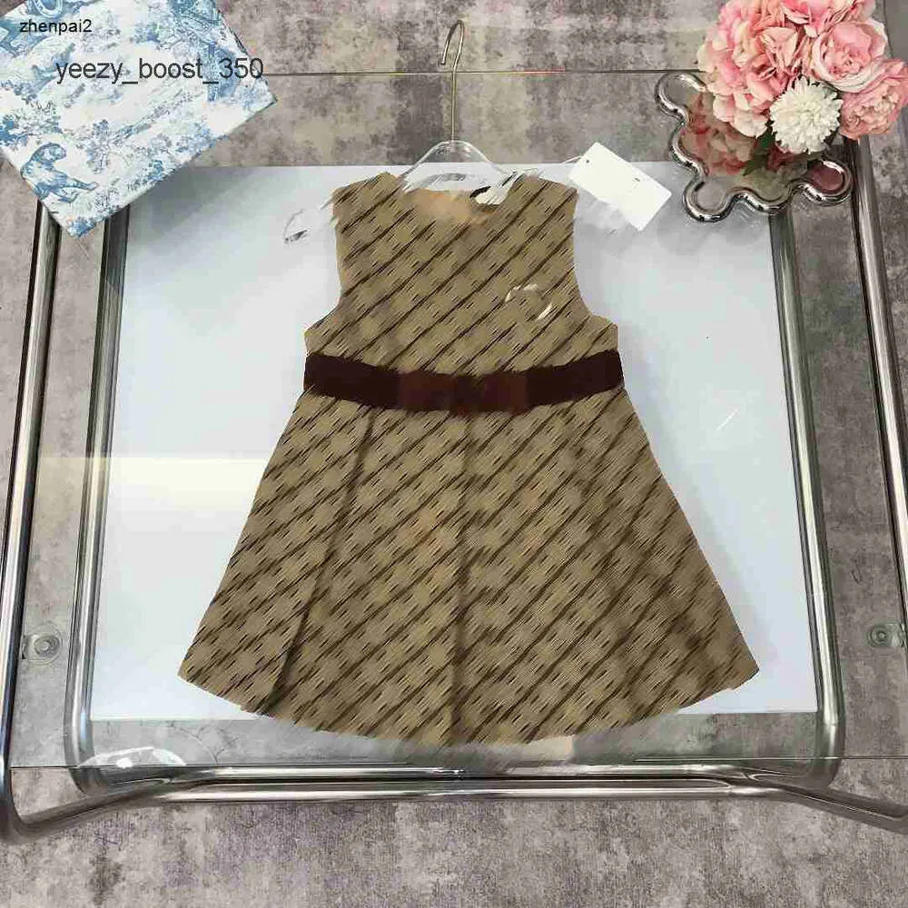 gglies luxury fashion dress for girl sleeveless Diamond studded brooch decoration Kids frock Size 100-150 CM Bow tie design Child Skirt Sep25