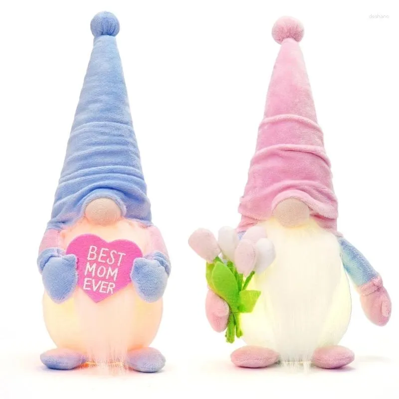 Party Decoration Illuminated Plush Decorations Handmade Mother Day Gnomes Toy Tabletop Glowing Ornaments