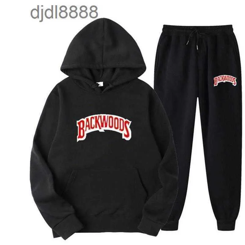 Nieuwe Backwoods bedrukte heren pluche verdikte sweatshirt hoodie set