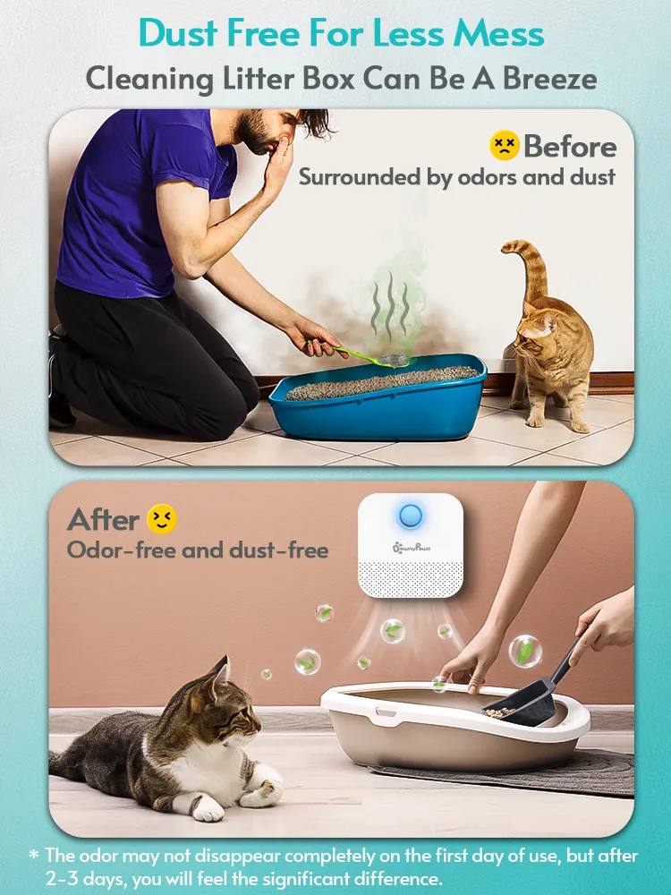 DownyPaws Cat Litter Deodorizer, Rechargeable Air Purifier Deodorization