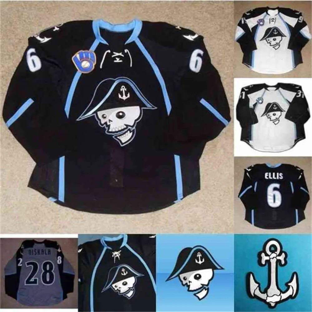 24S 40Custom AHL Milwaukee Admirals # 21 Beck # 31 Mark Dekanich # 6 Ryan Ellis 13 Cory Conacher Premier Hockey Jersey Logos cousus brodés