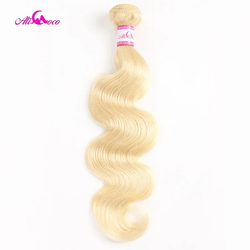 Wigs Ali Coco Brazilian Body Wave 613 Blonde Hair 1/3/4 Bundle Deals 100% Human Hair Weave Bundles 830 Inch Remy Hair Extensions