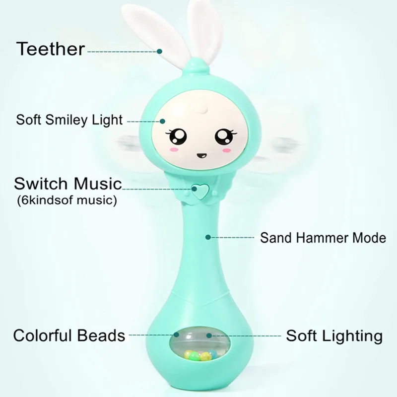 Music And Shine Rattle Toys Rabbit Intelligent Baby Rattles Smart